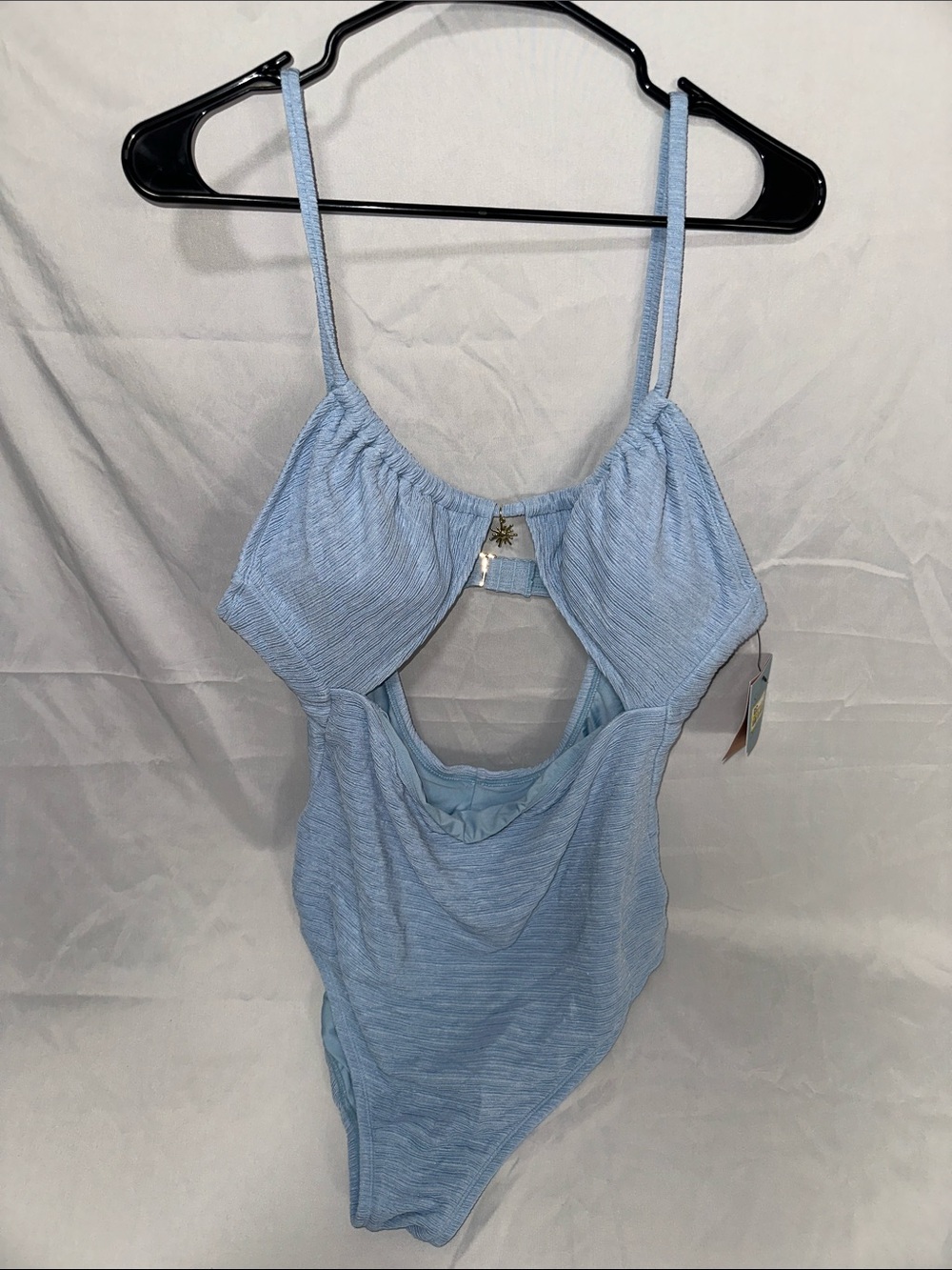 Shade & Shore Light Blue Cutout Ribbed Bodysuit